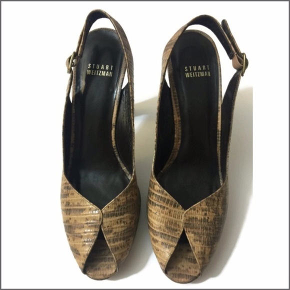 𝅺stuart Weitzman Snakeskin Slingback Heels - Picture 2 of 4